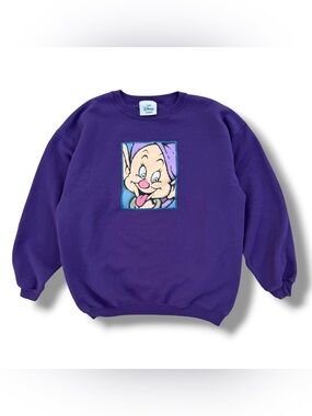 Vintage 90s Disney Dopey Dwarf Snow White Sweatshirt Purple Size Large